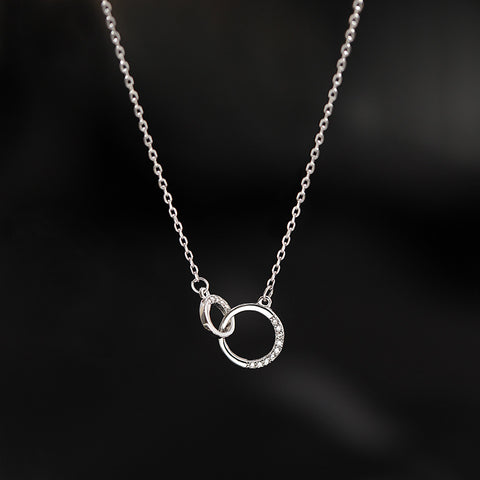 Interlocking Sterling Silver Diamond Necklace