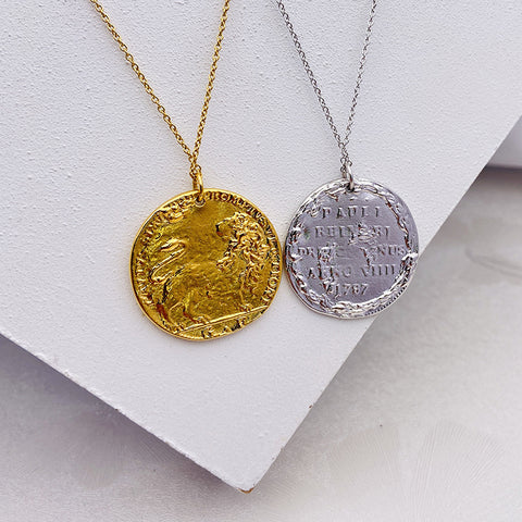 "Lion Coin" Relief Craft Necklace