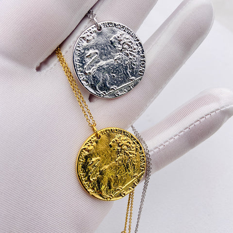 "Lion Coin" Relief Craft Necklace