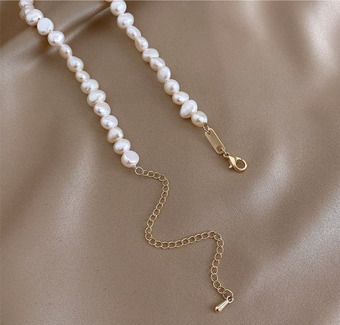 Moonstone Irregular Baroque Pearl Choker Necklace