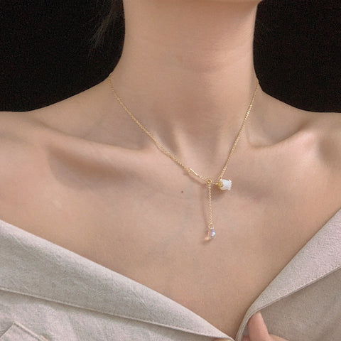 Rose Pearl Drop Necklace