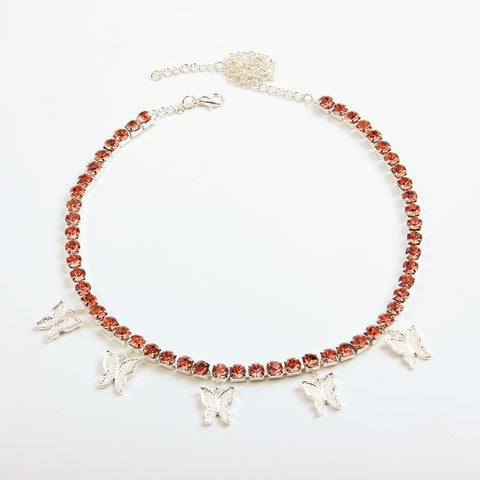 Rhinestone Muti Butterfly Bling Choker Necklace