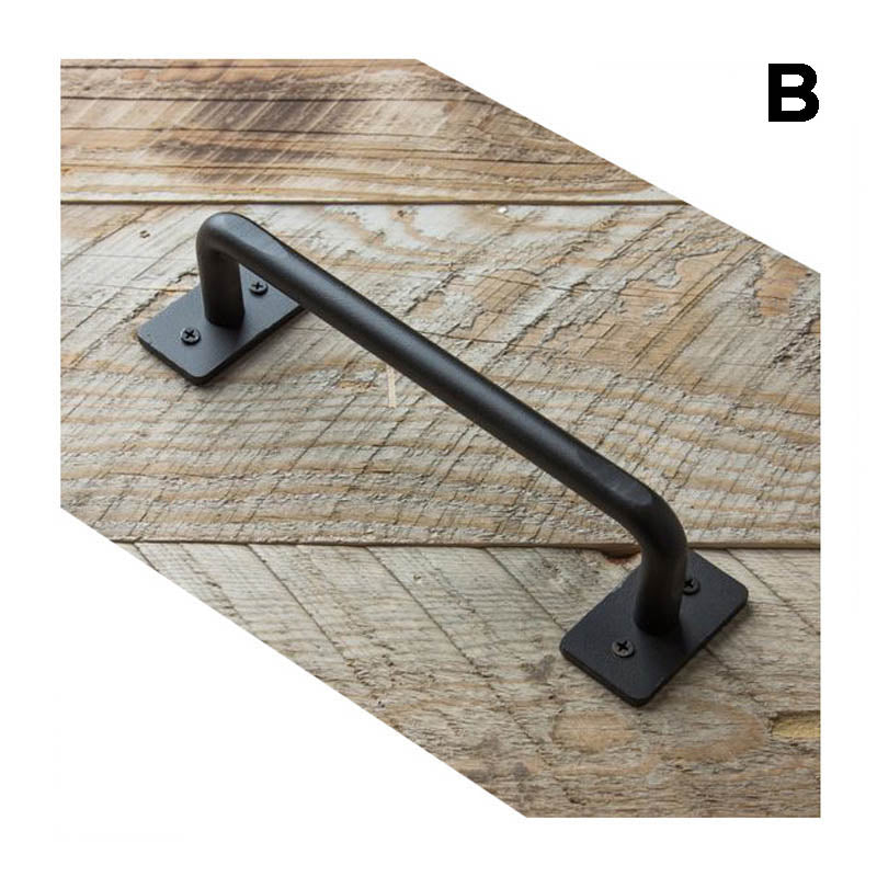 Life Easy Supply 2 Pcs Vintage Wooden Door Handle Pull Industrial StyleBlack Metal Barn Door Handle With Screws -LIFE EASY SUPPLY Sales B