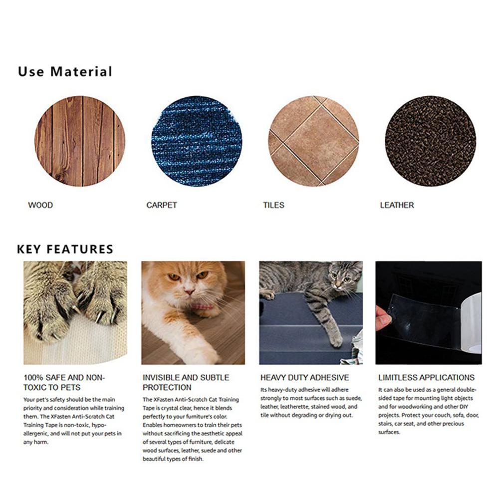 Life Easy Supply Self-adhesive Anti-Scratch Furniture Protection Tape Pet Cat Training Tape Upholstery -Life Easy Supply Sales