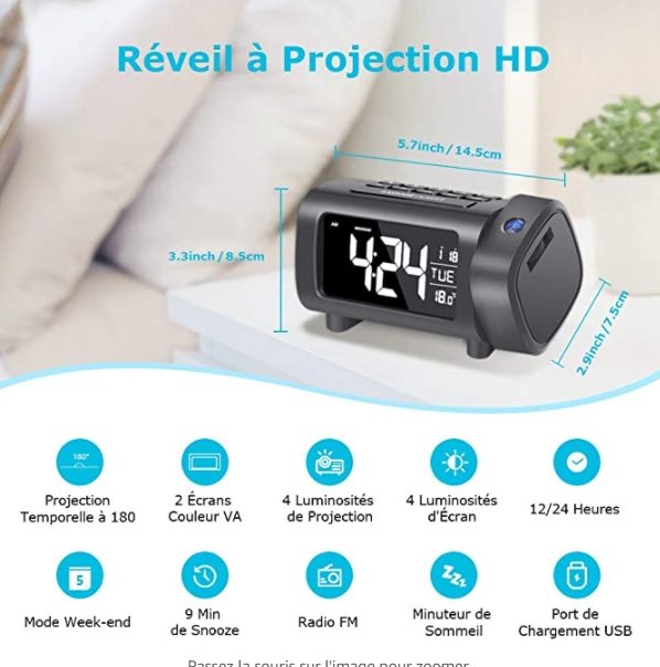 Alarm Clock Radio with Time Projection