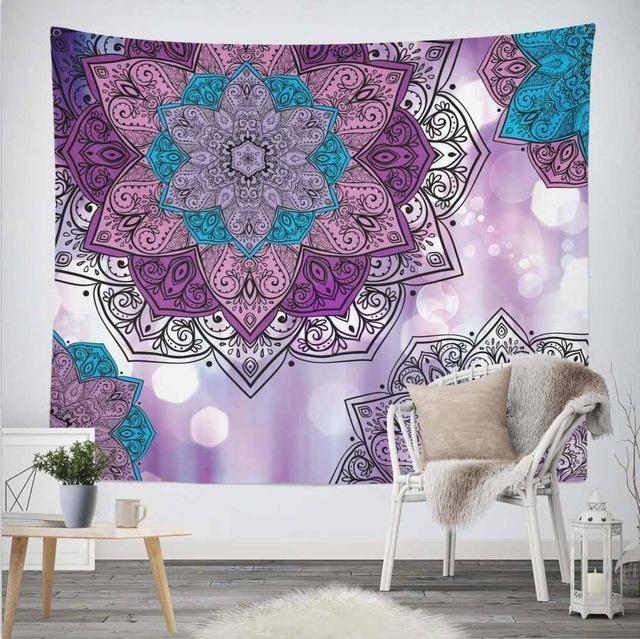 Hadra Purple Mandala Wall Tapestry
