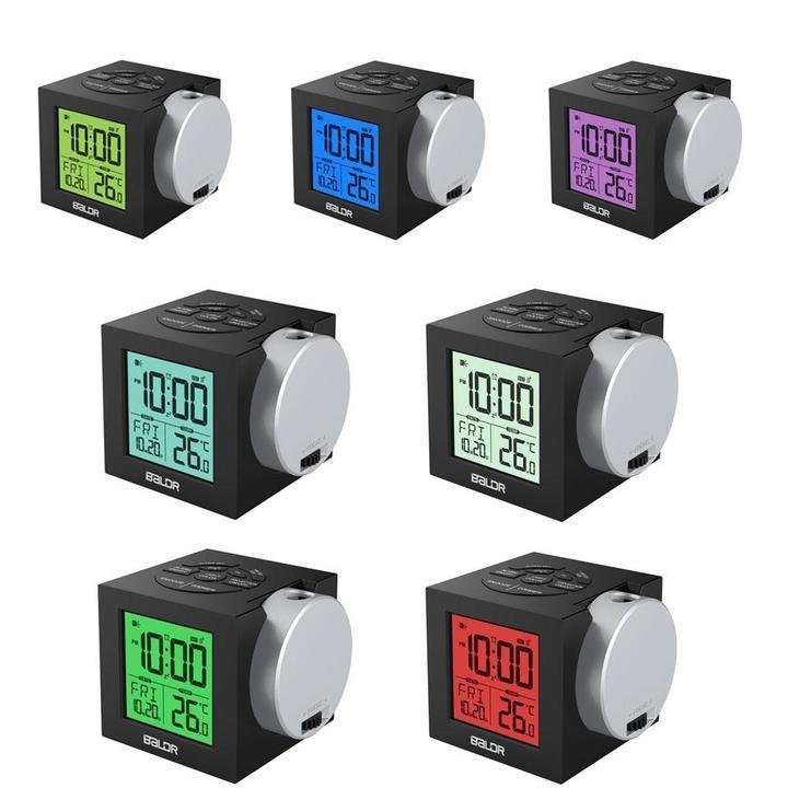 Multi-Colored Cube Travel Projection Alarm Clock