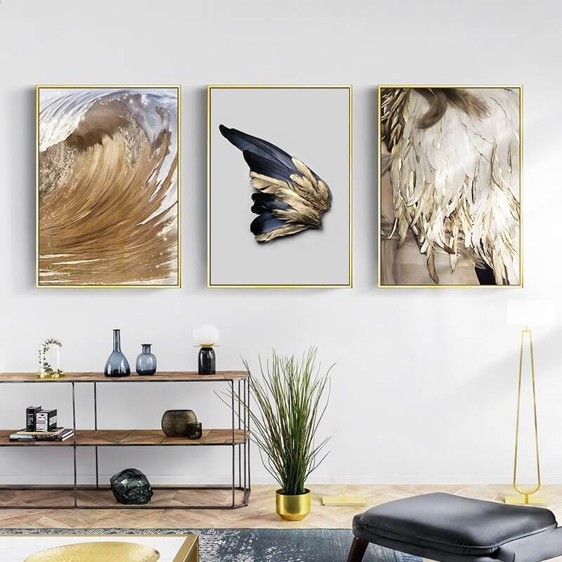 Nordic Large Gold Feather Wall Art