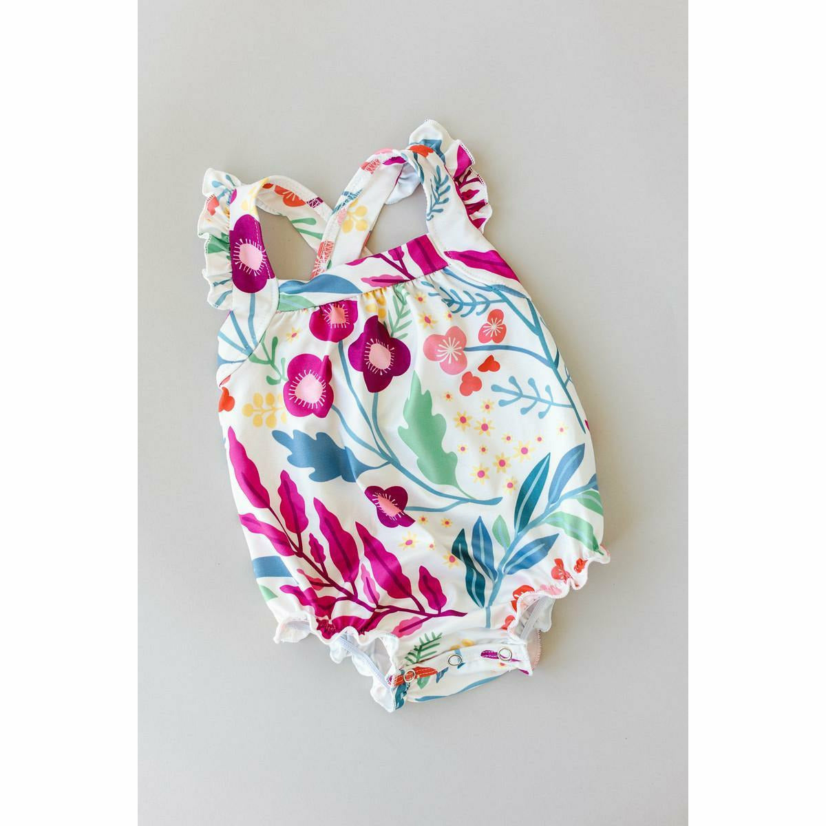 Mila & Rose Ruffle Strappy Romper - Mountain Blooms