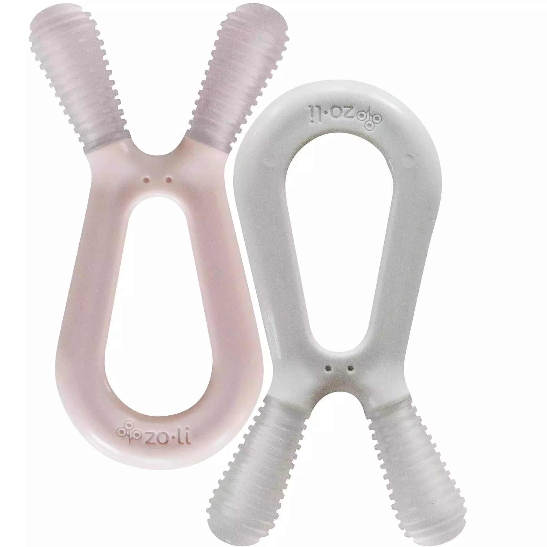 Zoli Bunny Teethers - Blush & Ash Grey