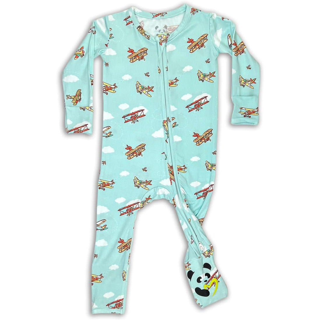 Bellabu Bear Bamboo Convertible Footie - Vintage Airplanes