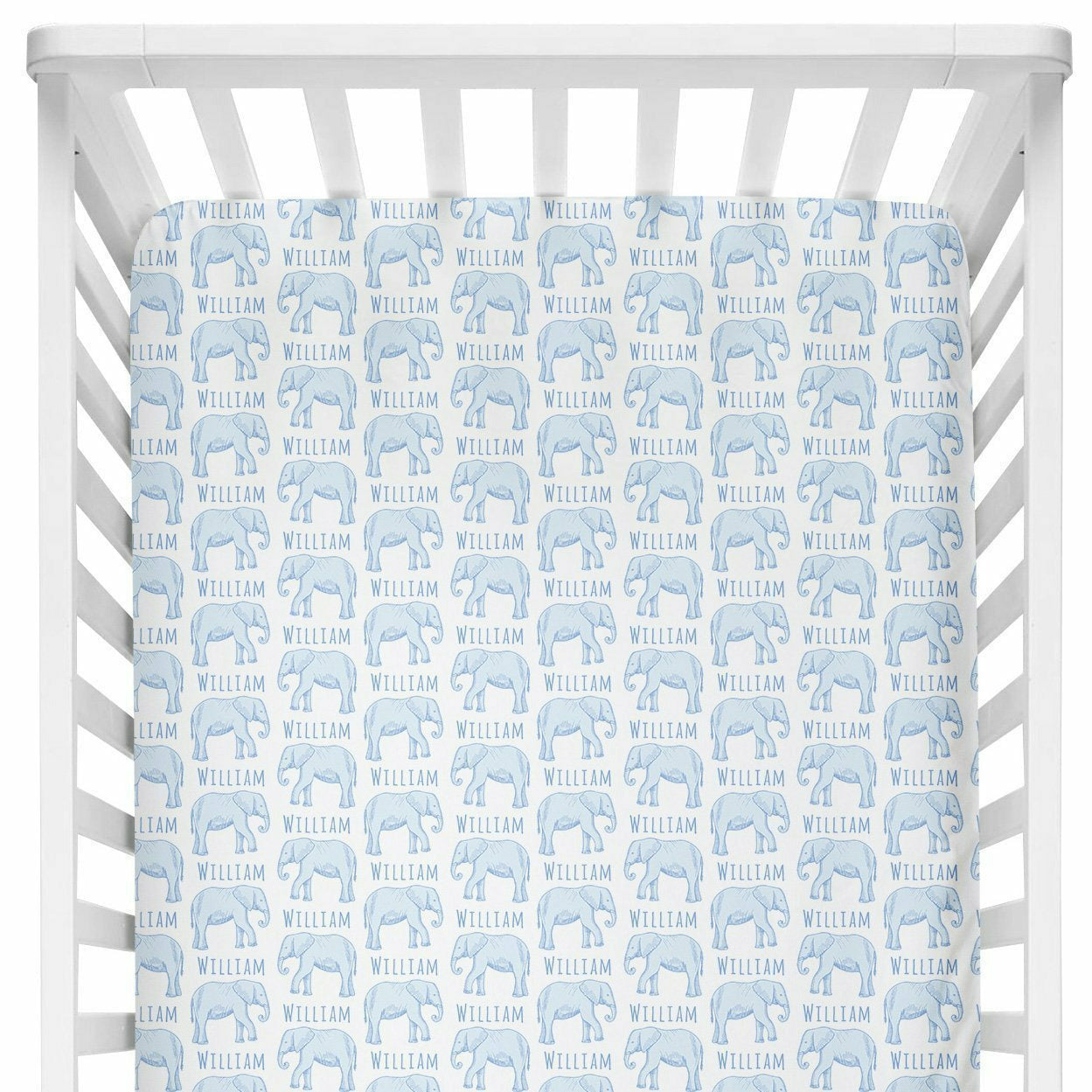 Sugar + Maple Crib Sheet - Elephant Blue