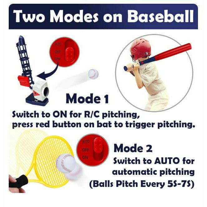 2 in 1 Baseball & Tennis Pitching Machine Active Training Toys Set