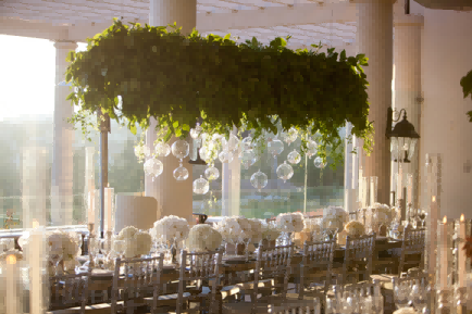 Green Foliage with Glass Bubbles Hanging Installation