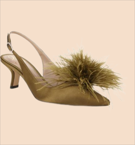 Olive Heels with Feather