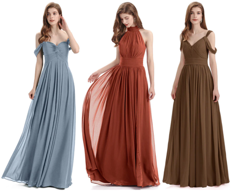 Chiffon A-line Bridesmaid Dresses with Off-the-shoulder or Halter