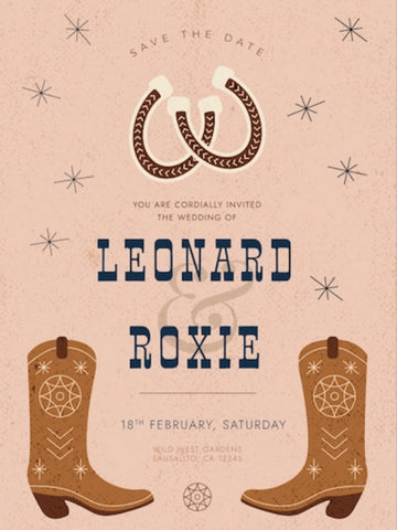 Cute Cartoon Western Wedding Invitations
