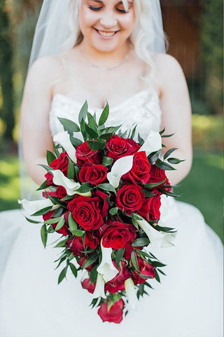 Red Rose Bouquets with Greenery