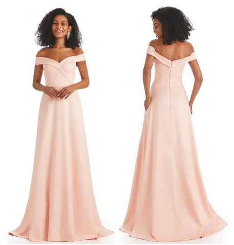 Soft Satin Off-Shoulder V-Neck Floor-Length A-Line African Bridesmaid Dresses