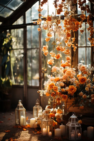 Sunny burnt orange rustic wedding decorations