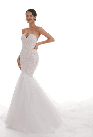 Ivory backless lace wedding dress