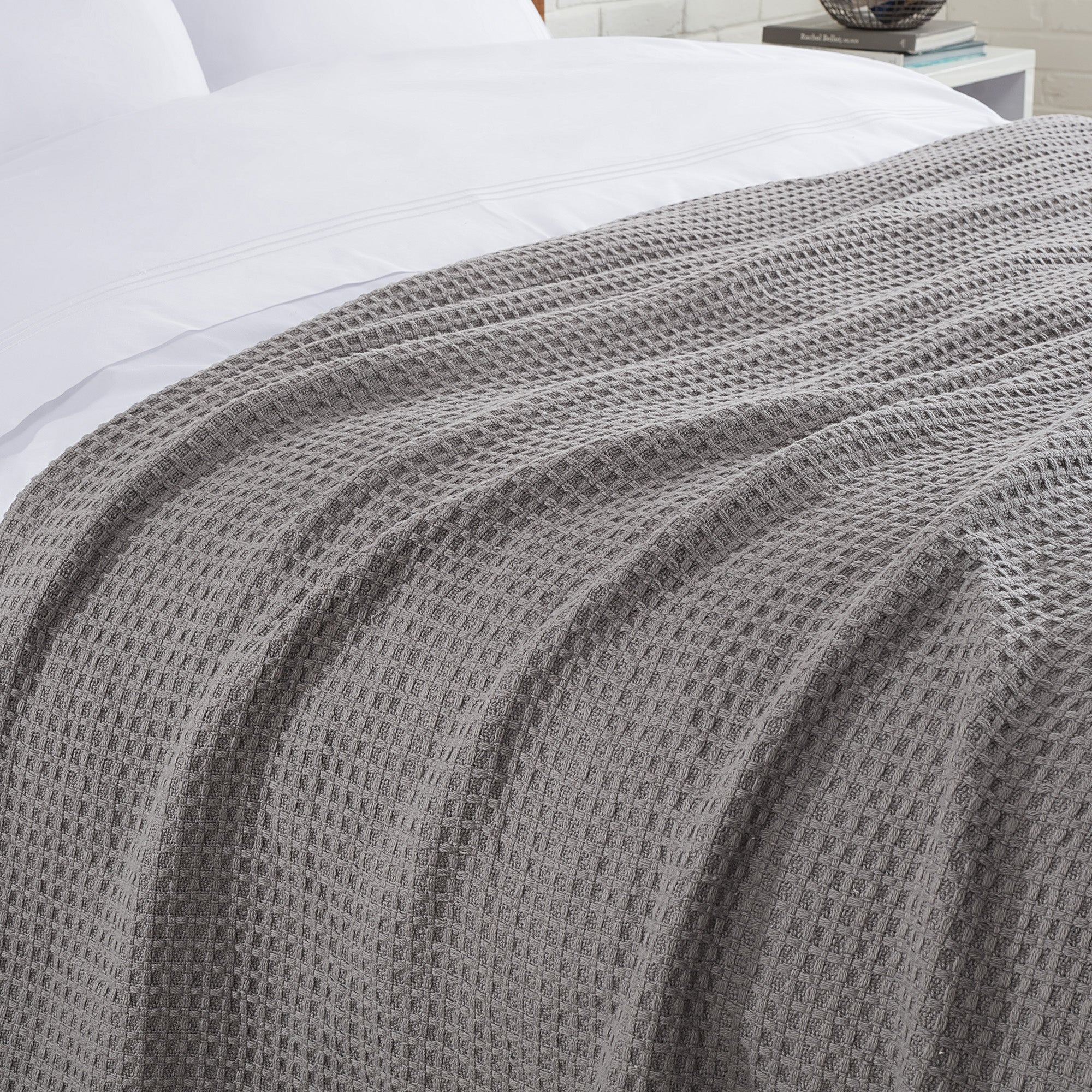 Aston and Arden Luxury Waffle Weave Cotton Bed Blankets, Bed Size Options, Warm Blanket for Bedrooms, Livingrooms, and Travel