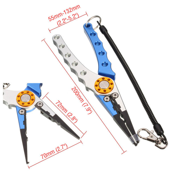 Aluminum 7.9 Inch Fish Plier Tackle Tool Hook Remover Fishing Pliers Line Tool