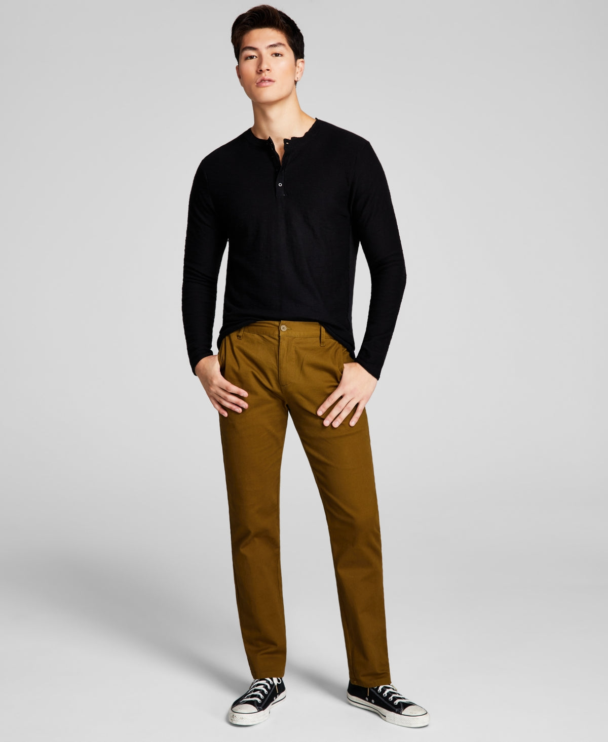 And Now This Mens Twill Olive Regular-Fit Pants 32 x 32