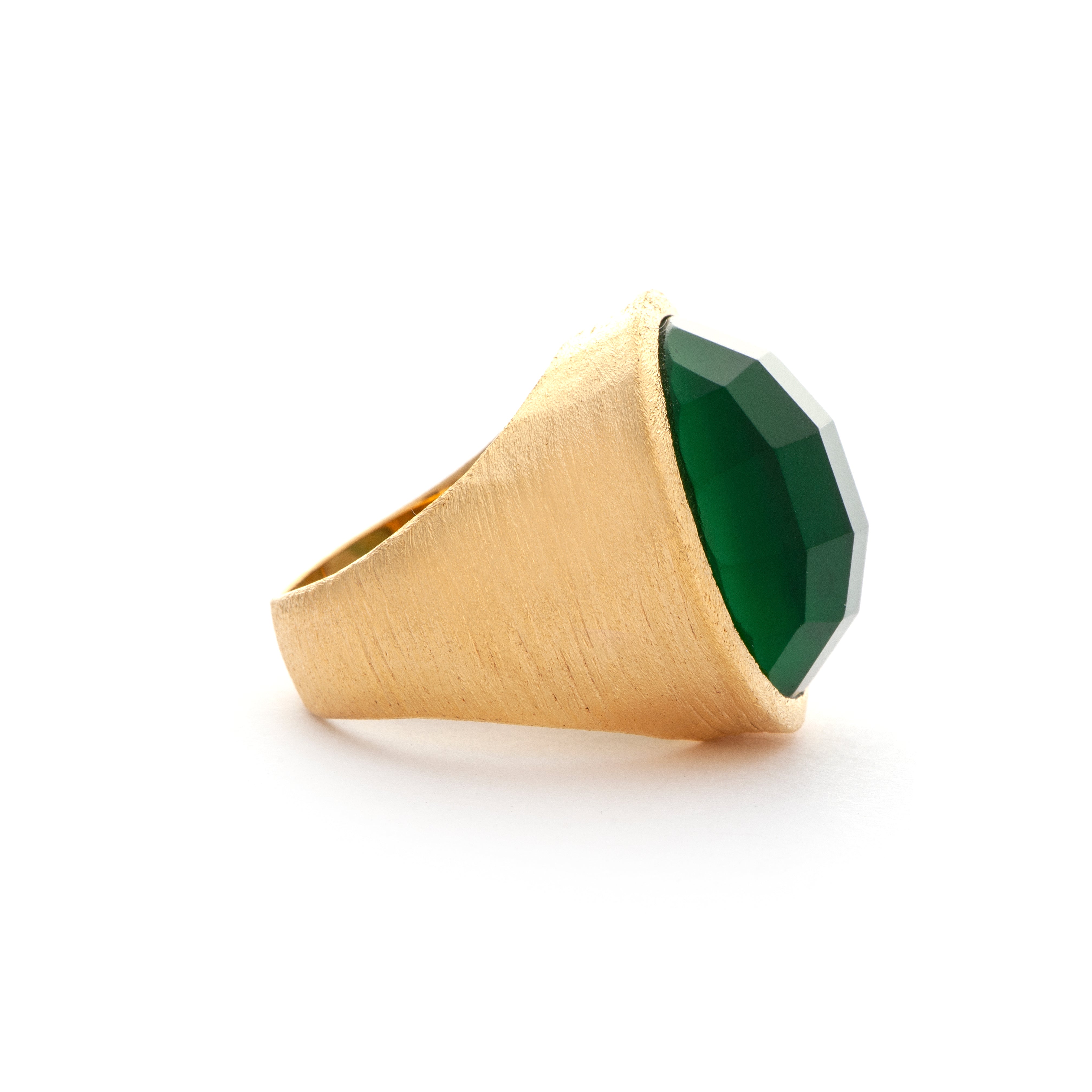 Emerald Crystal Round Cocktail Ring - Closeout