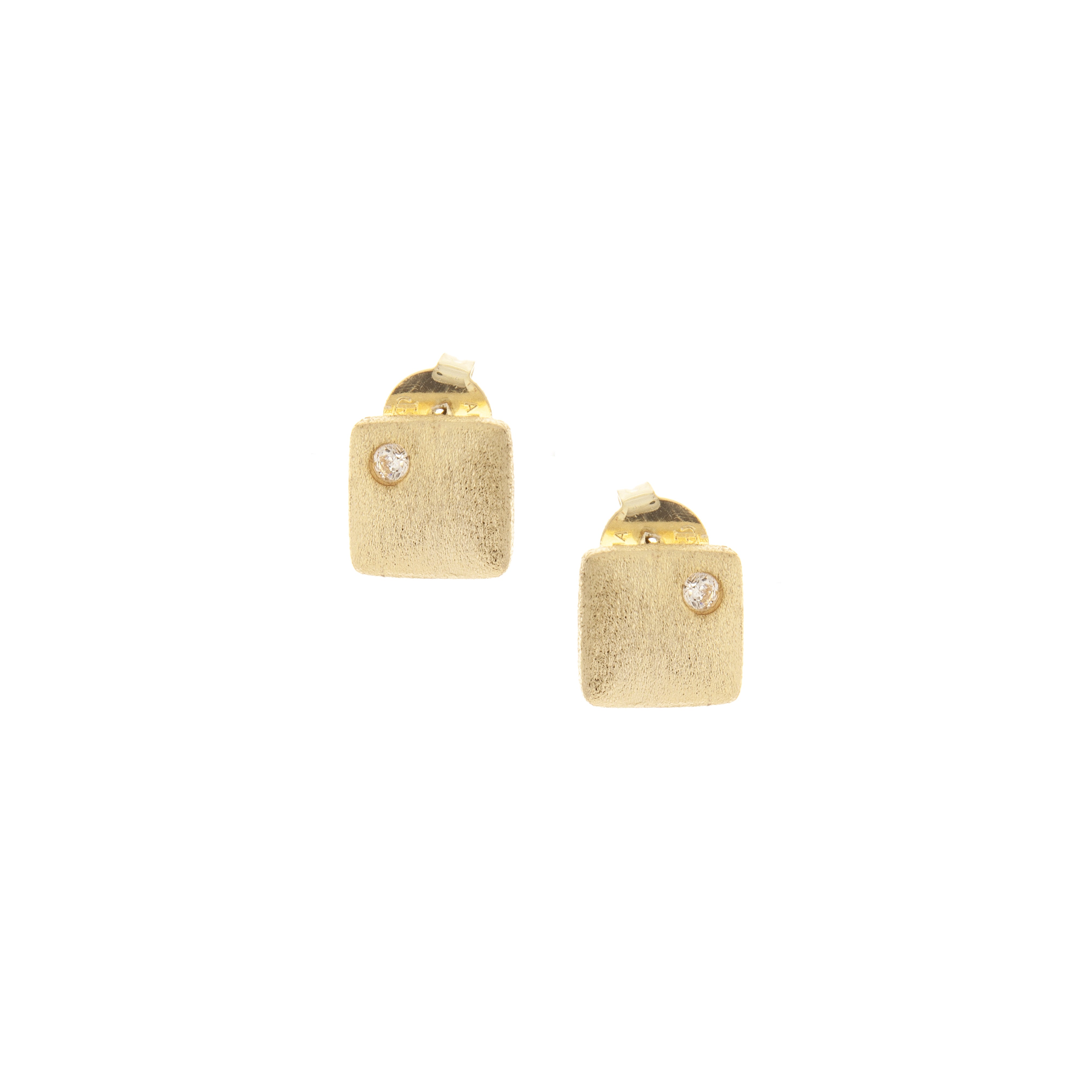 Satin CZ Square Stud Earrings