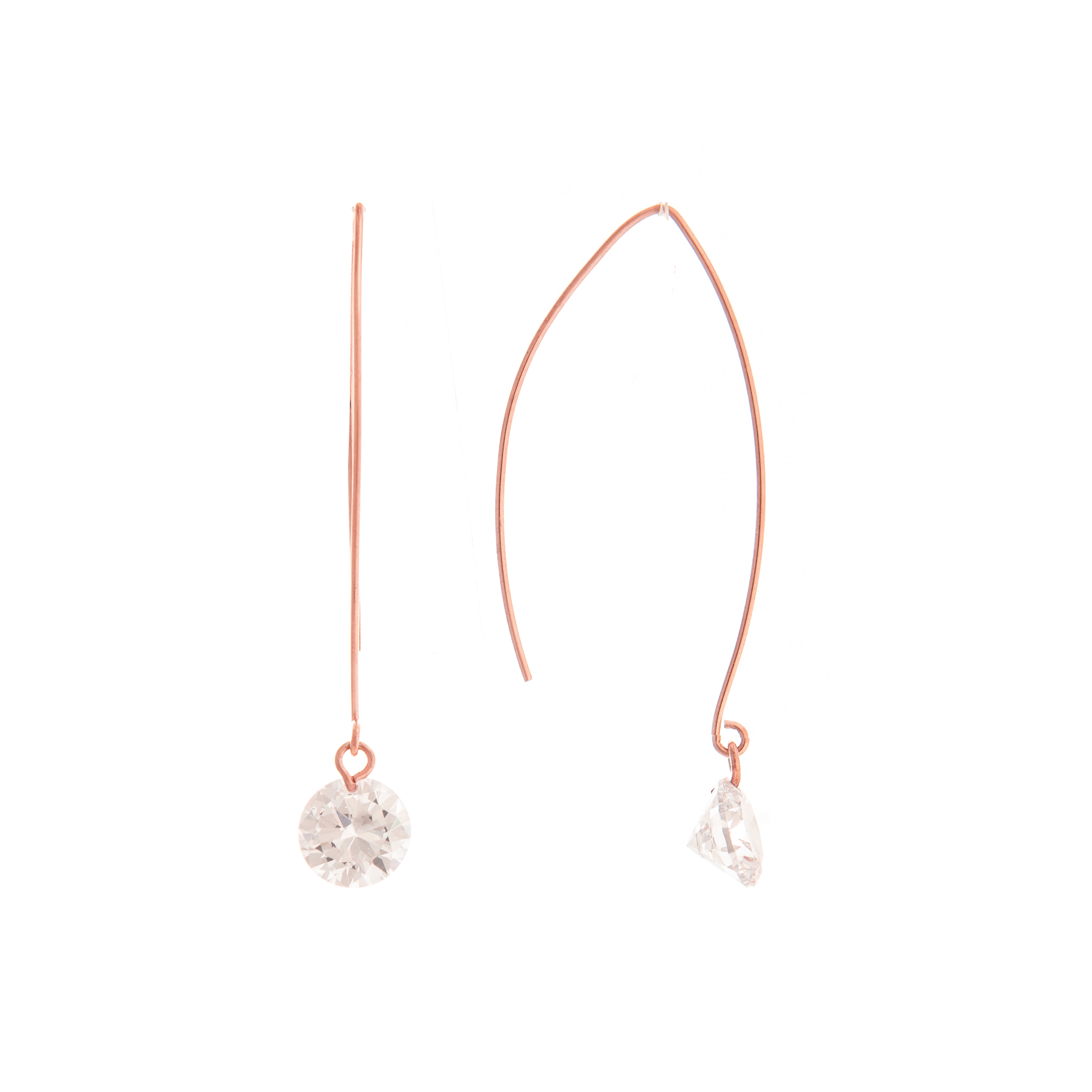 Cubic Zirconia Threader Drop Earrings - Available in Yellow Gold, Rose Gold, White Rhodium