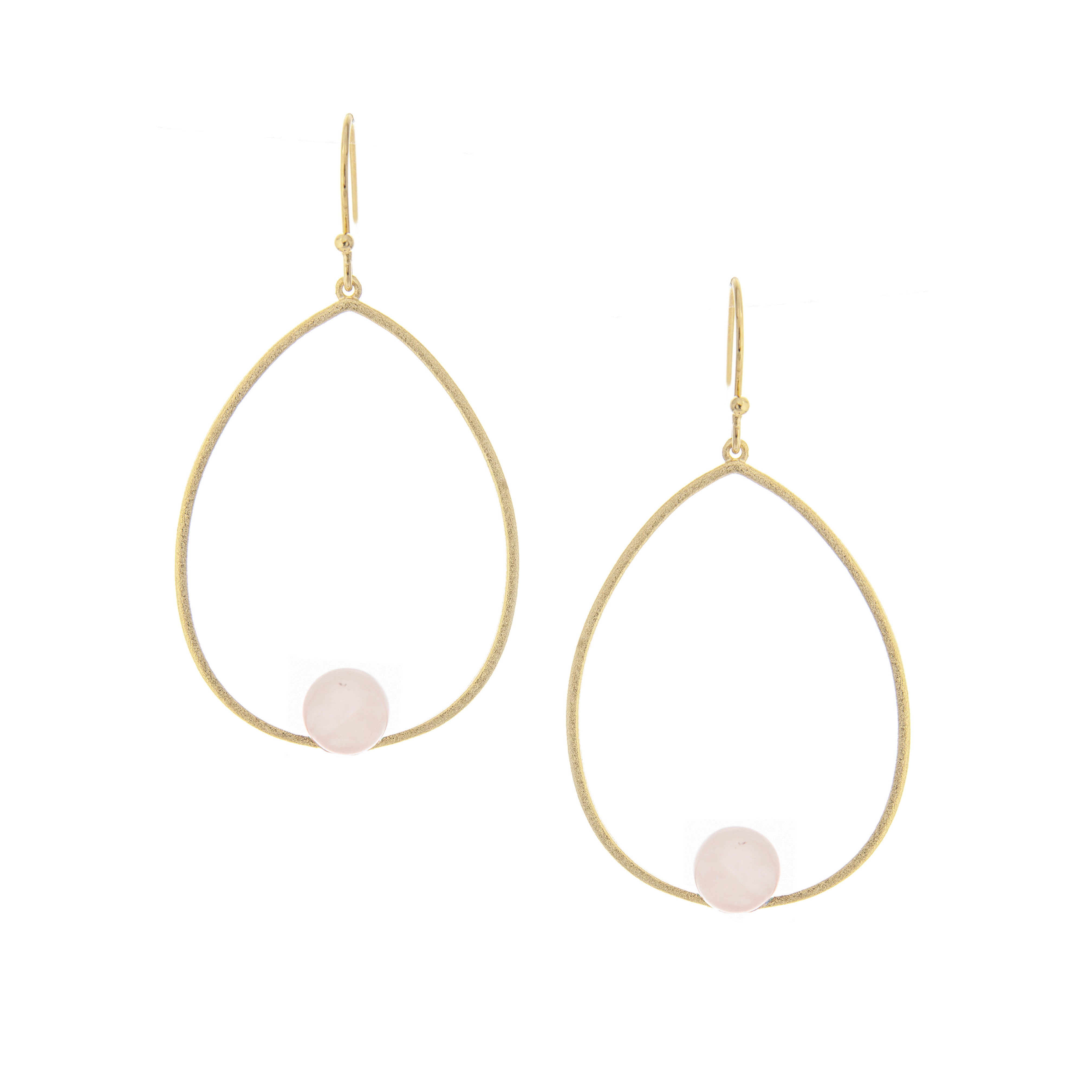 Rose Quartz Bead Teardrop Earrings