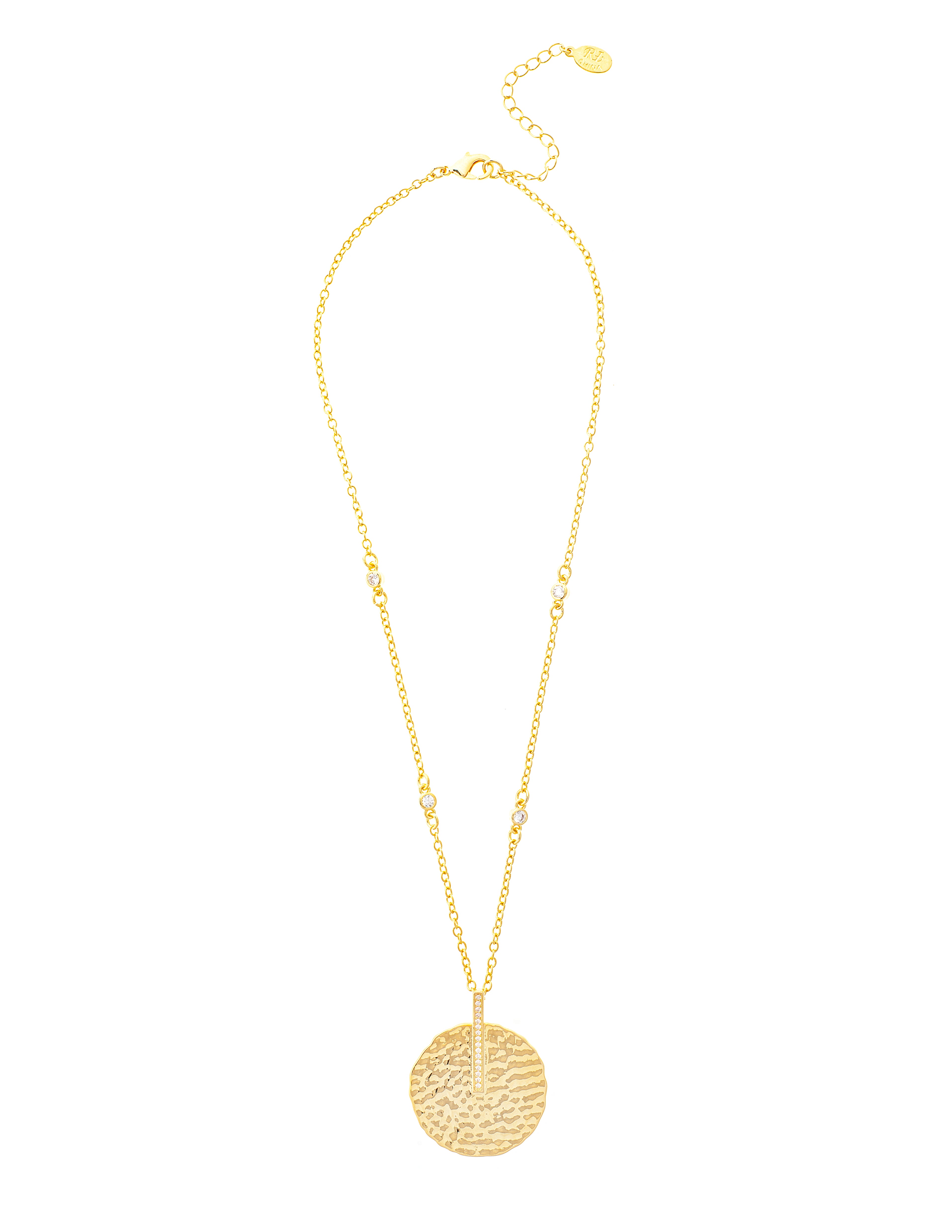 Satin Disc with Cubic Zirconia Accent Bale Pendant