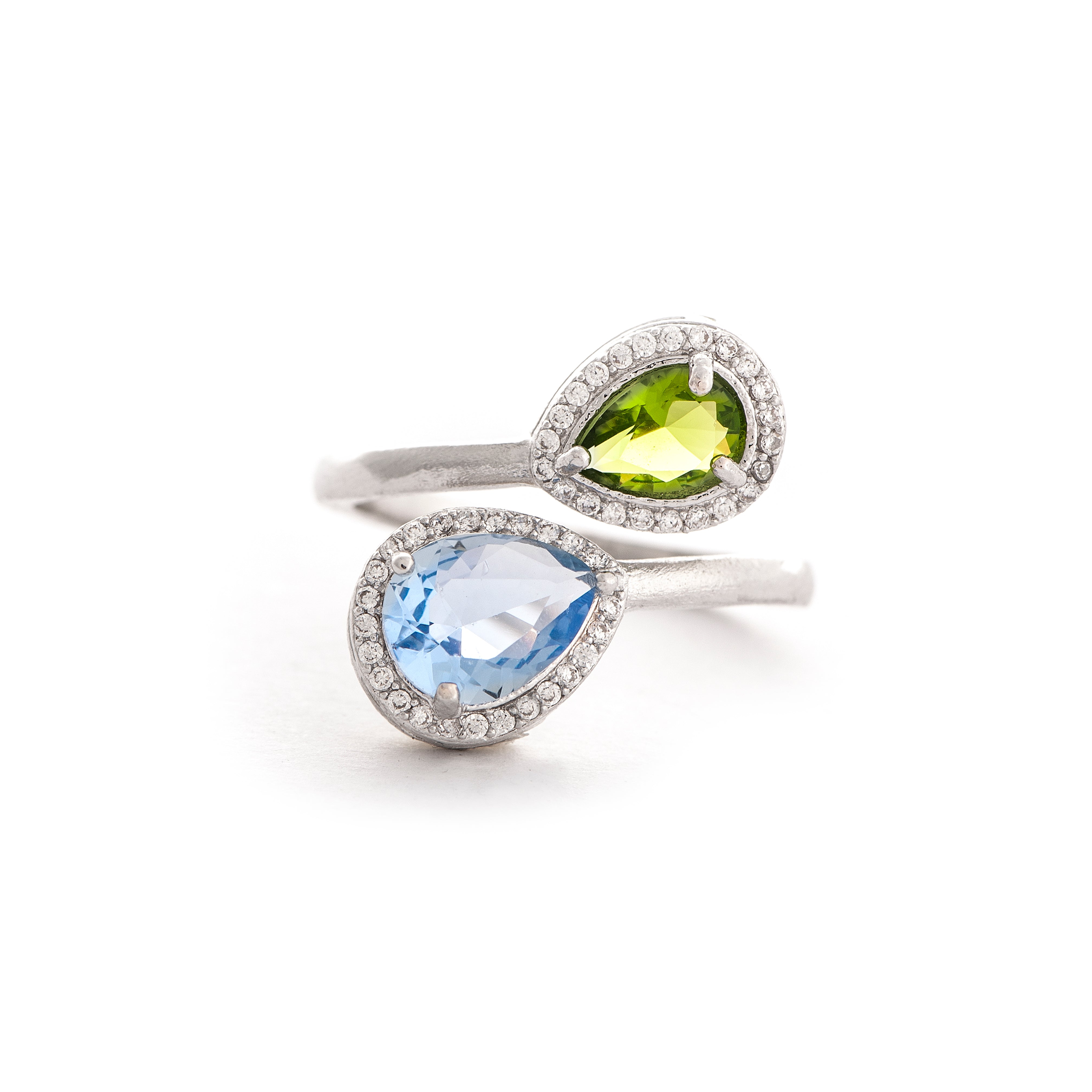 Swiss Blue + Peridot Bypass Ring - Closeout