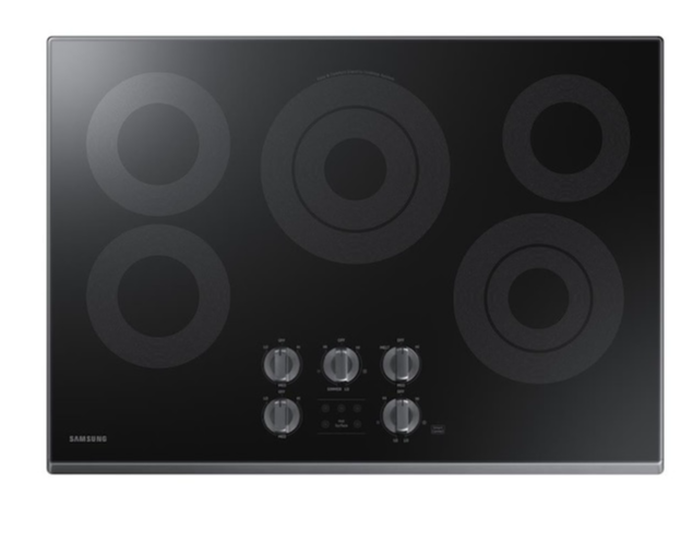 Samsung Premium 30-in 5 Elements Smooth Surface (Radiant) Black Stainless Steel Electric Cooktop