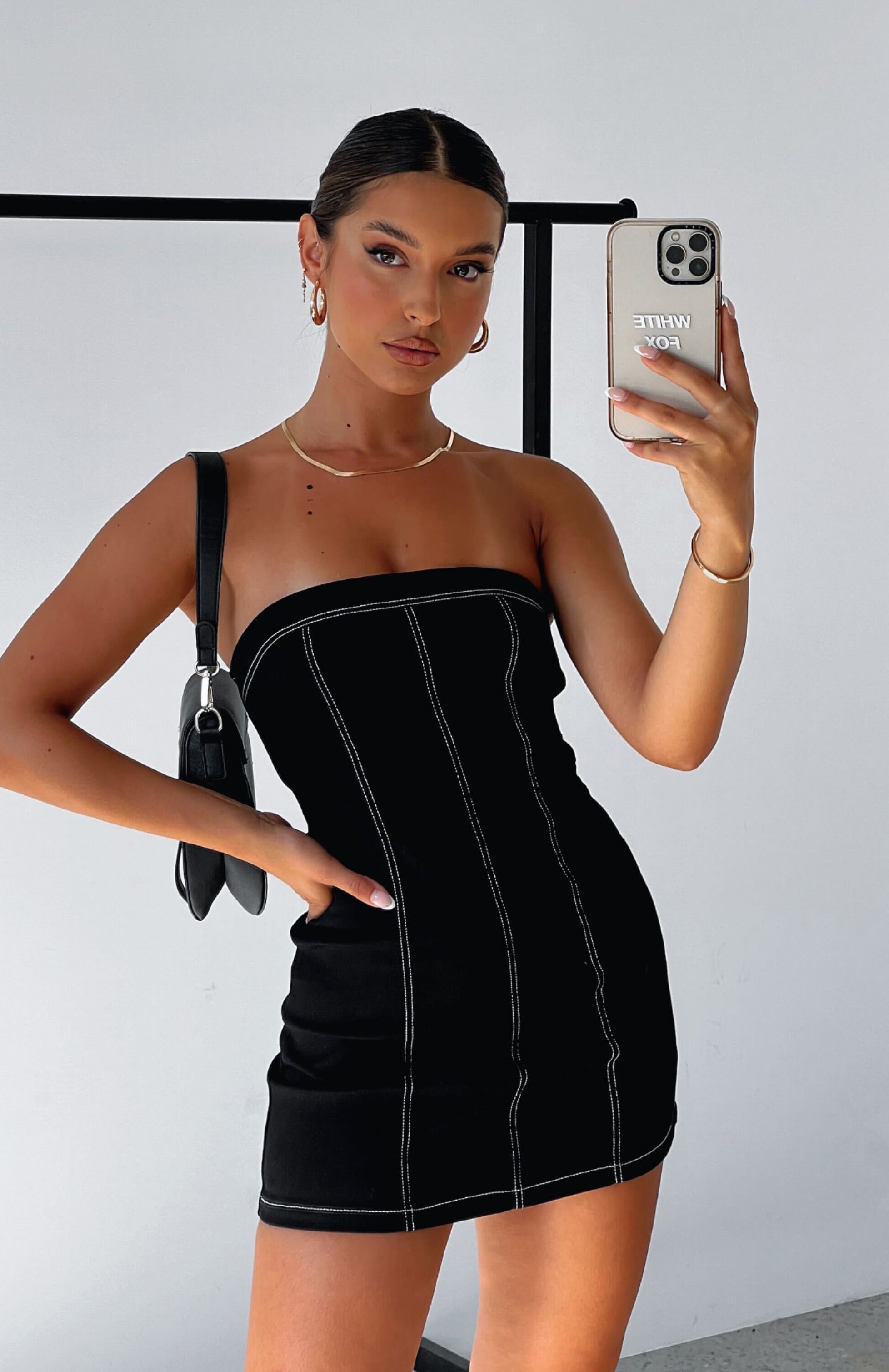 Wandering Heart Strapless Mini Dress Black