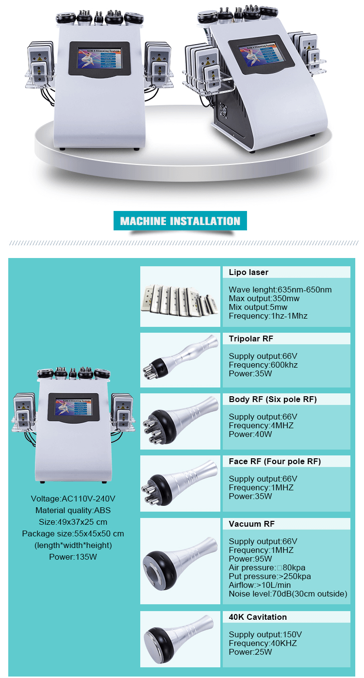 6 in 1 Vacuum Lipo Cavitation Laser Slimming Machine