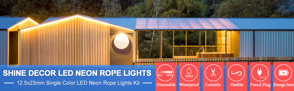 Shine Decor 3000K Warm White LED Neon Rope Light