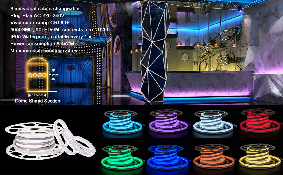 dimmable high brightness cuttable warm white led neon rope light
