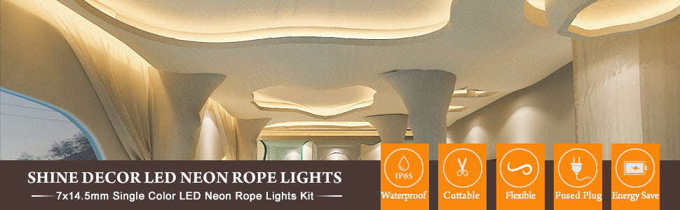 shine decor led neon rope light 5m warm white flexible tube 3000k 220v 240v led strip light