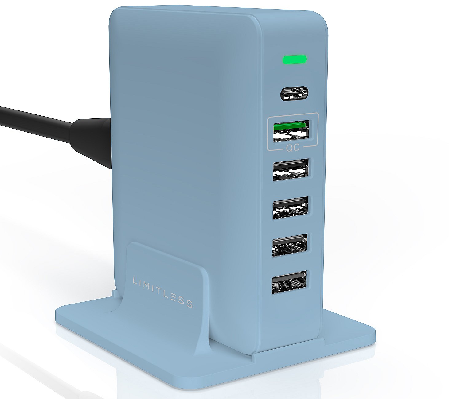 Tower 6-Port USB & Type-C Charger with Stand & Cables