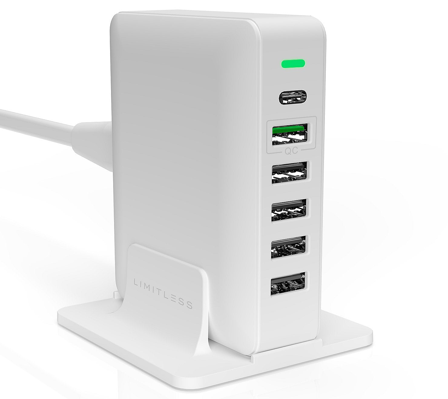 Tower 6-Port USB & Type-C Charger with Stand & Cables