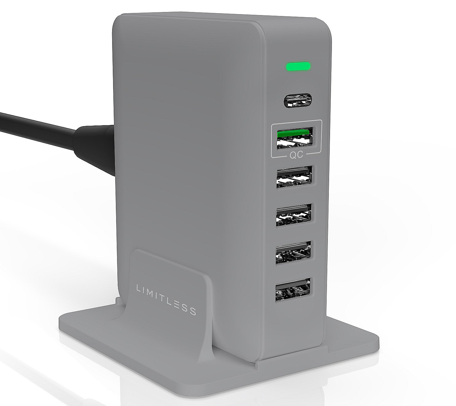 Tower 6-Port USB & Type-C Charger with Stand & Cables