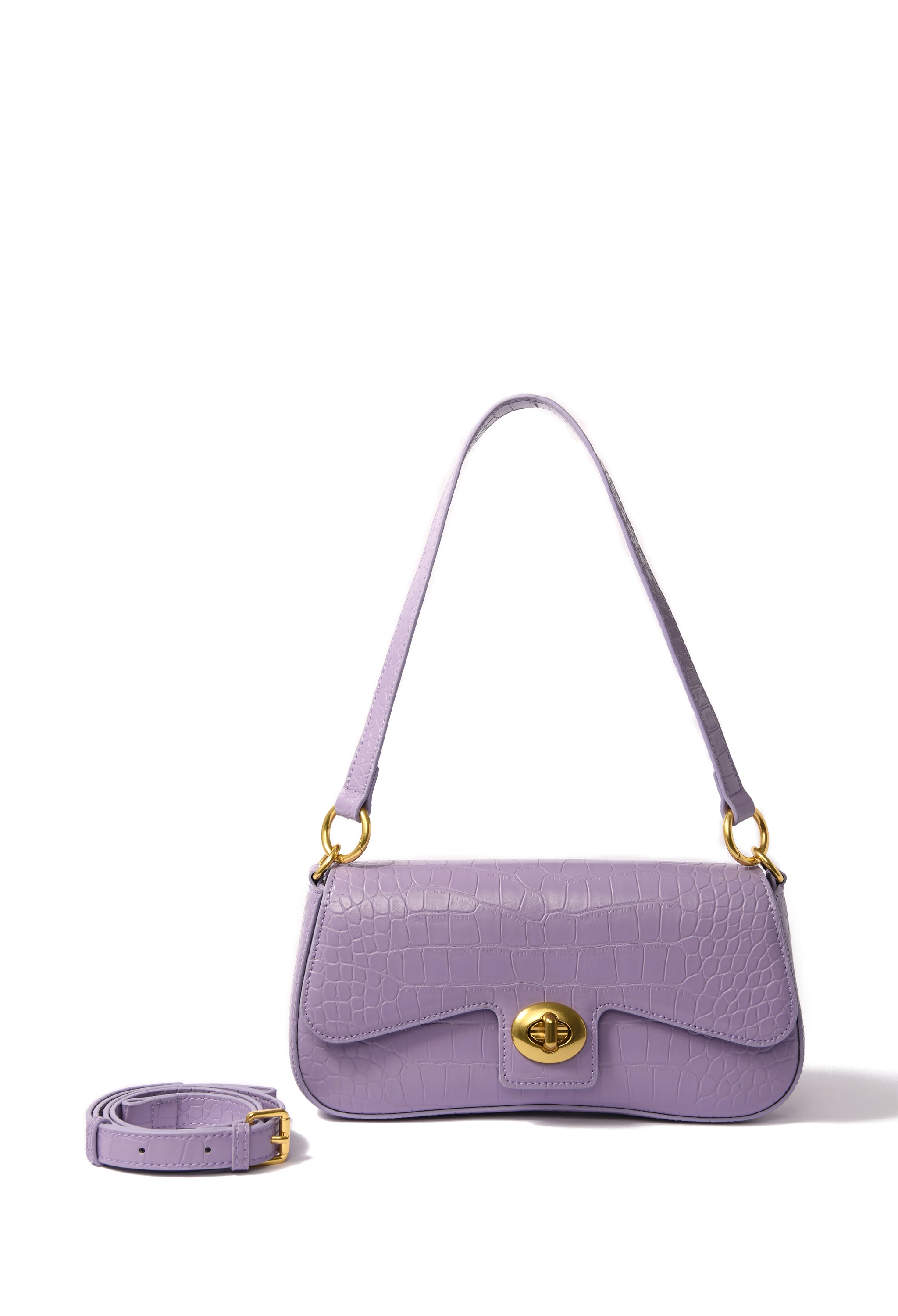 Jacqueline Bag in croco embossed leather, Purple