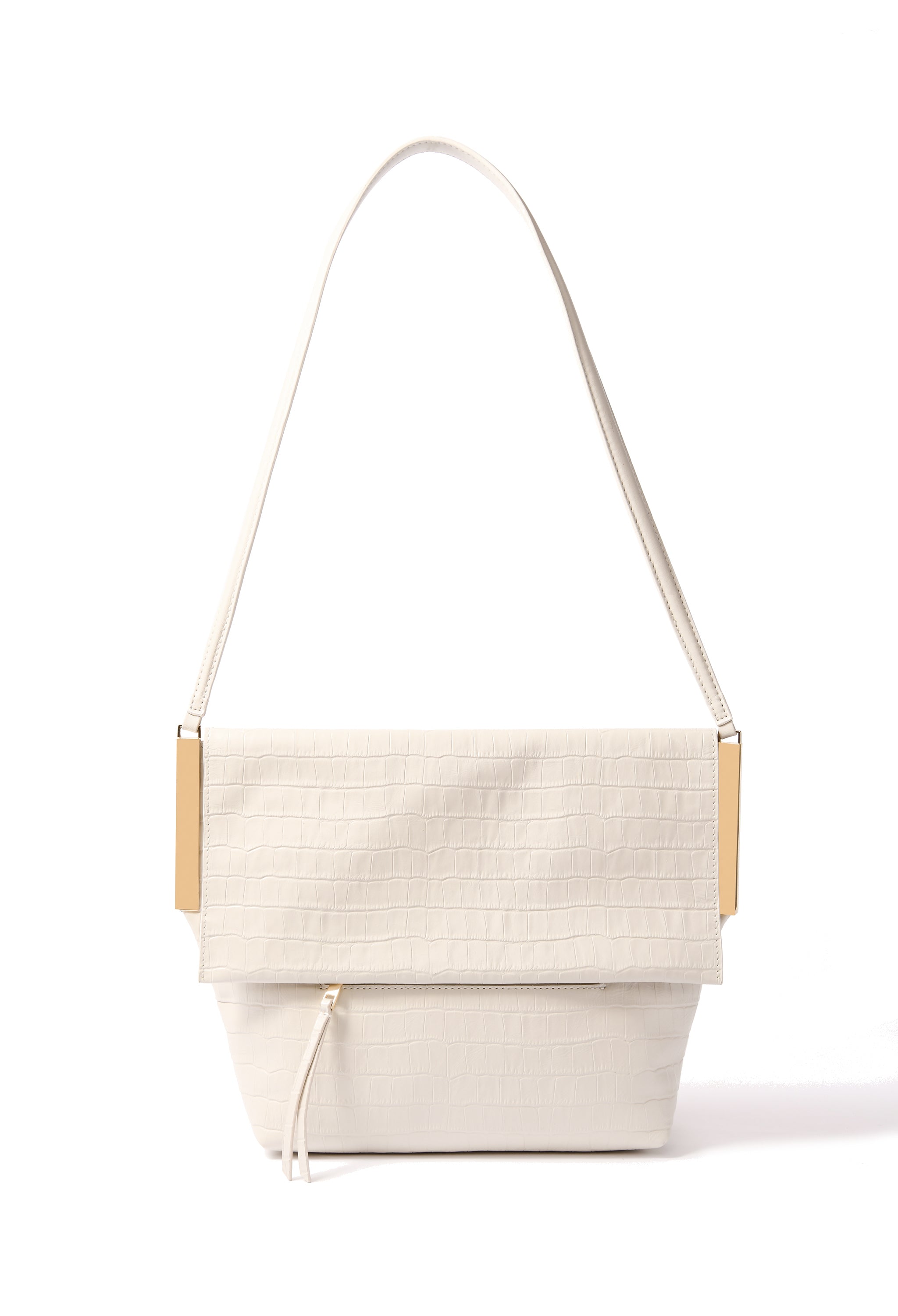 Giselle Bag in croco embossed leather, White