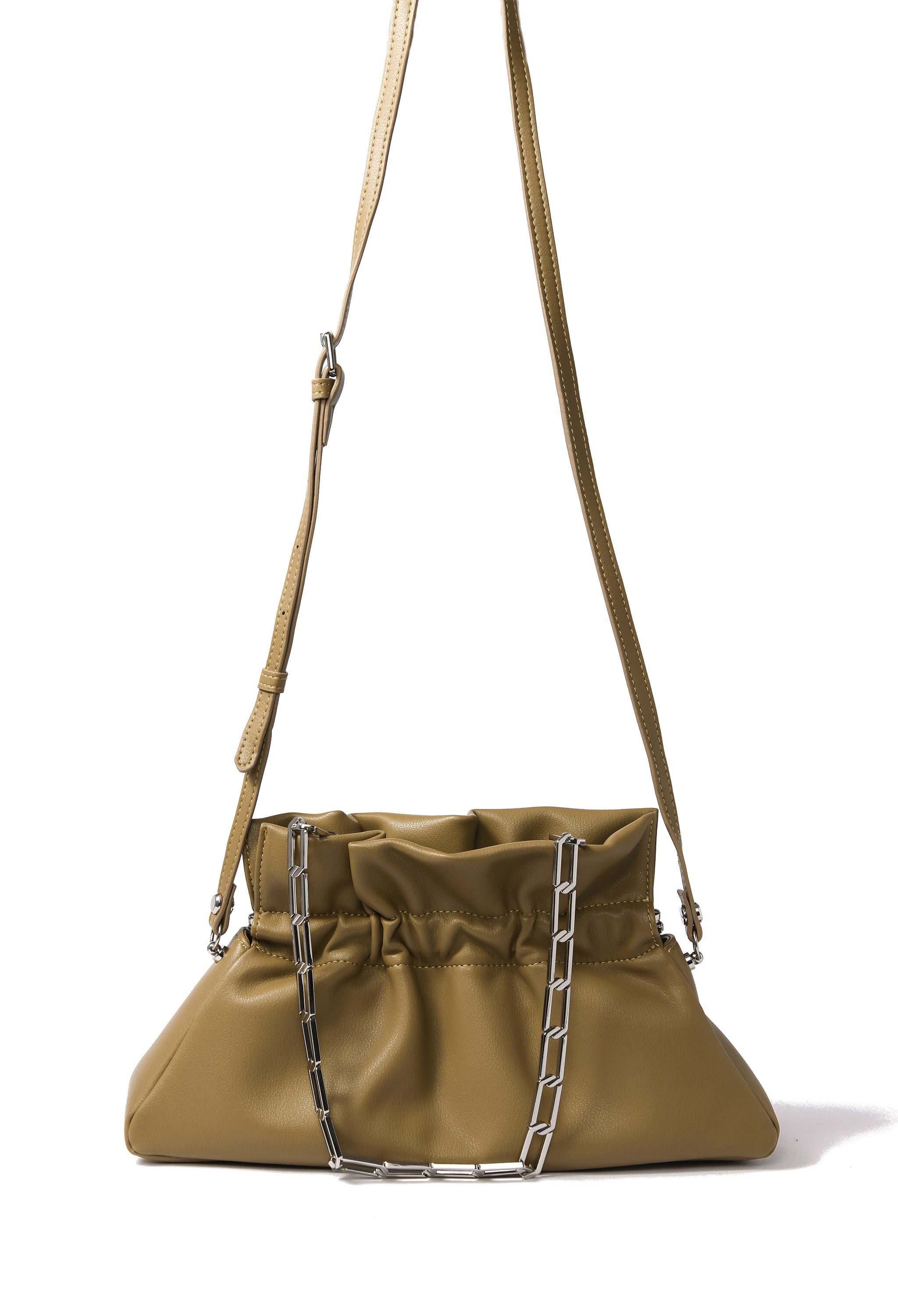 Mila Bag in smooth leather, Mustard Green BOB ORE blue collection on sale 2022