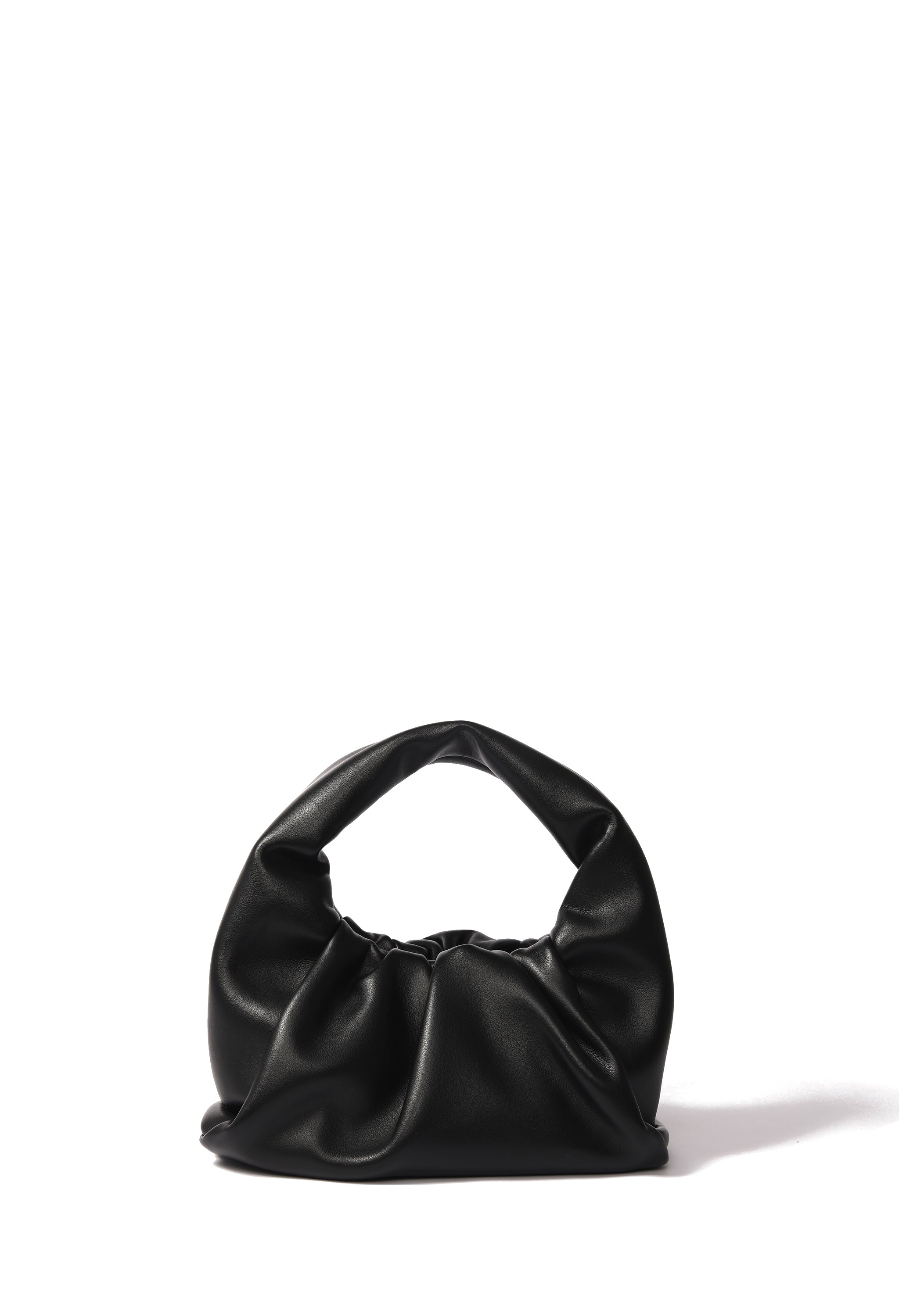 Marshmallow croissant bag in soft leather, Black