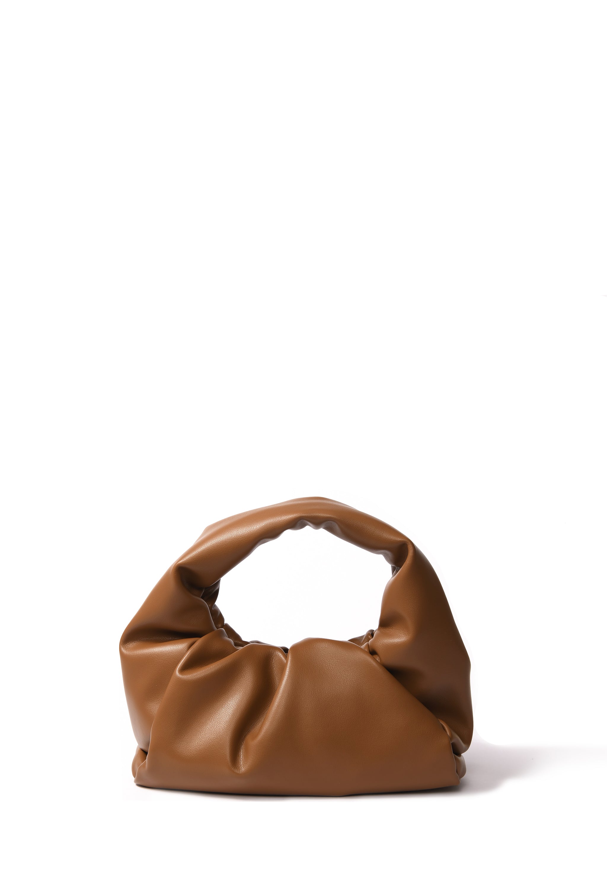 Marshmallow croissant bag in soft leather, Caramel