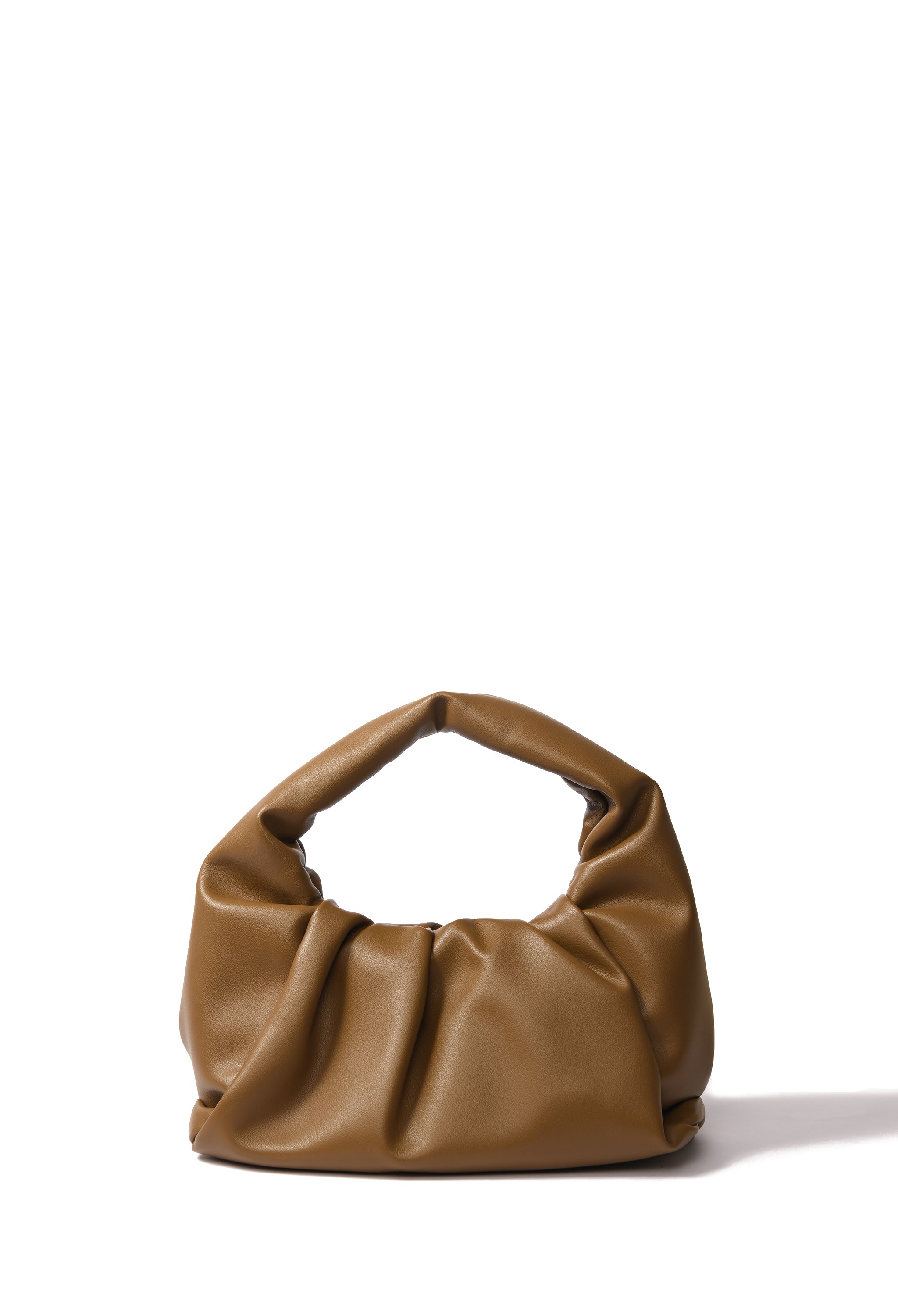 Marshmallow croissant bag in soft leather, Mustard Green