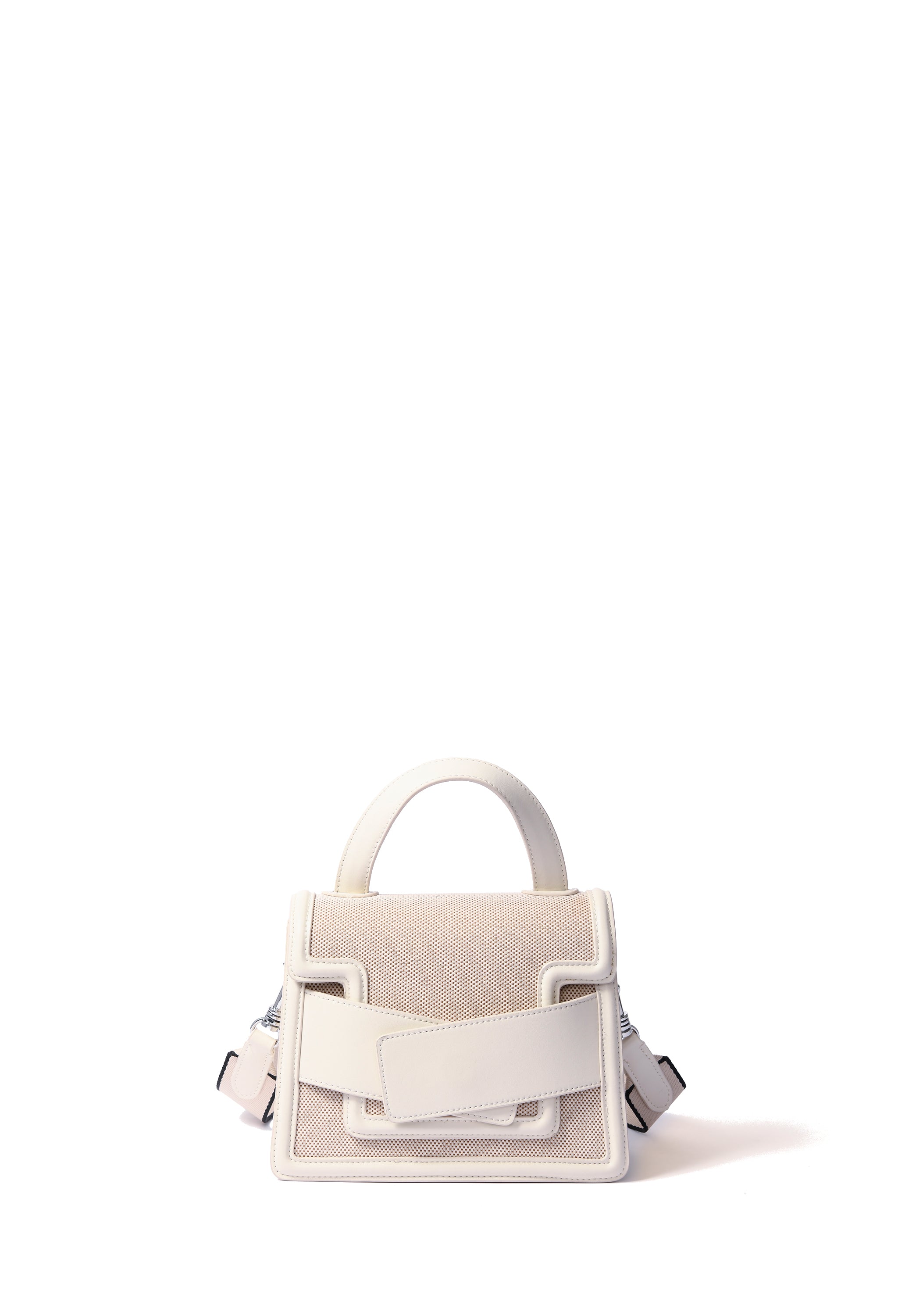 Evelyn Bag in canvas and genuine leather, White